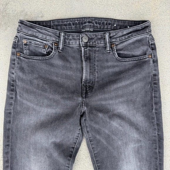 American Eagle Jeans Men Black 33x32 Straight Next Level Flex Stretch Denim - Picture 3 of 11